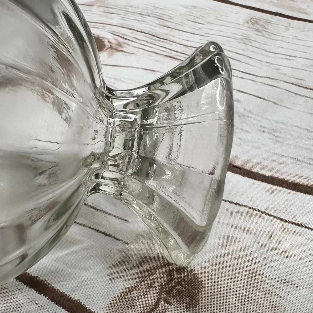 Palais Glassware Dessert Bowls Clear Flower Scalloped Footed 9oz Set of 4 4in‎